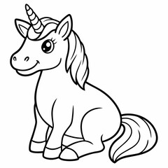 
Cute Cartoon Unicorns line art isolated on white background. Vector illustration for coloring books
