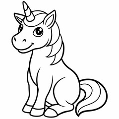 
Cute Cartoon Unicorns line art isolated on white background. Vector illustration for coloring books
