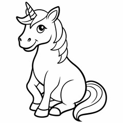 
Cute Cartoon Unicorns line art isolated on white background. Vector illustration for coloring books
