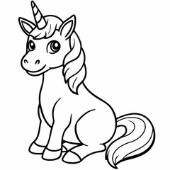 
Cute Cartoon Unicorns line art isolated on white background. Vector illustration for coloring books
