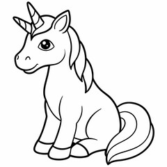 
Cute Cartoon Unicorns line art isolated on white background. Vector illustration for coloring books
