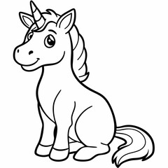 
Cute Cartoon Unicorns line art isolated on white background. Vector illustration for coloring books
