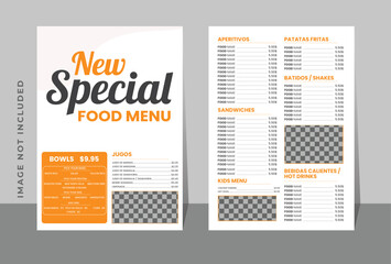 Restaurant menu template design Food flyer Brochure vector