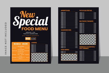 Modern Food menu and restaurant flyer Design