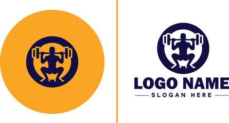 CrossFit Gym icon Functional fitness center HIIT gym Cross-training facility flat logo sign symbol editable vector