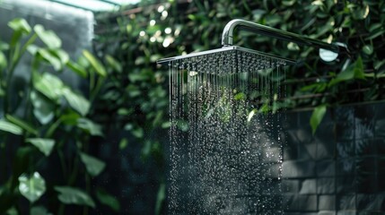 Shower head, spraying water. Generative AI