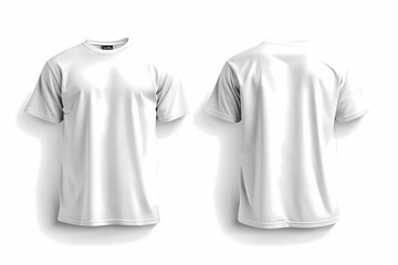 T-shirt mockup. White blank t-shirt front and back views. male clothes wearing clear attractive apparel tshirt models template