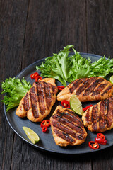 grilled chicken breasts wrapped in bacon on plate