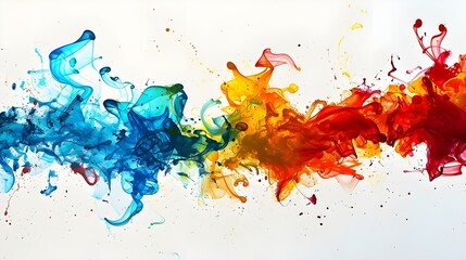 Fototapeta premium Dynamic Color Splash on a White Background: Vibrant Hues Radiate with Intensity, Expressing Movement and Vitality. Igniting Imagination and Inspiring Creativity, Energy, and Vibrancy