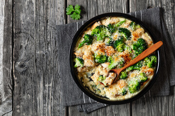 Chicken Divan with broccoli and panko, top view