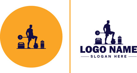 CrossFit Gym icon Functional fitness center HIIT gym Cross-training facility flat logo sign symbol editable vector