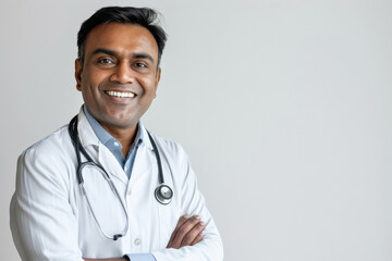 Fototapeta premium young indian doctor standing on white background