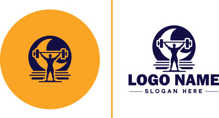 CrossFit Gym icon Functional fitness center HIIT gym Cross-training facility flat logo sign symbol editable vector