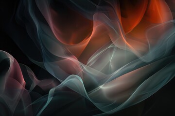 Fototapeta premium Abstract Swirling Forms with Red and Blue Hues on a Black Background