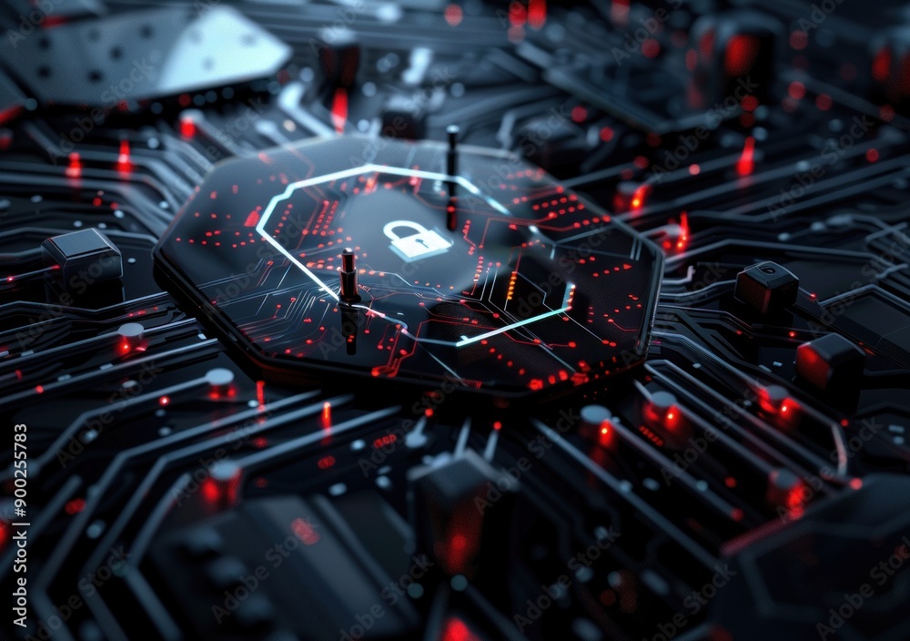 Aufkleber a close up of a digital lock on a circuit board