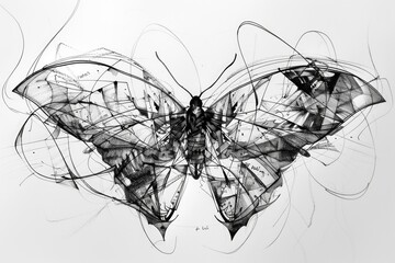 Abstract Black and White Butterfly Illustration
