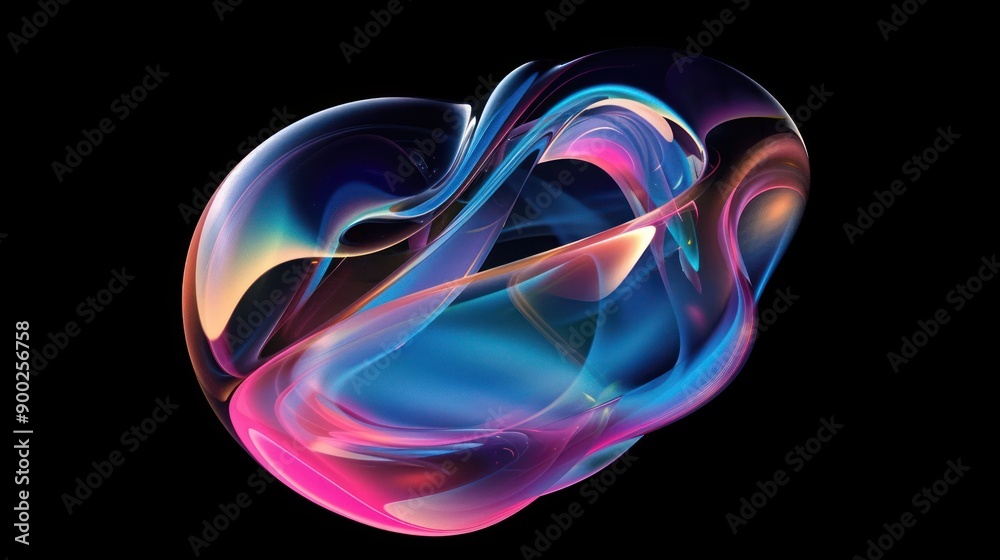 Aufkleber an abstract form with vibrant colors swirling in a black void