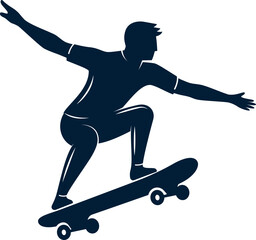 Man with Skateboard Pictogram. Icon Isolated Element