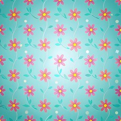 Fototapeta premium Pink Flowers on Blue Background.