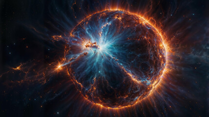 Obraz premium The explosive brightness of a supernova, outshining the galaxy around it