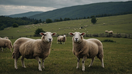 Naklejka premium Sheep on pasture