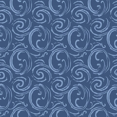 Japanese Swirl Wave Line Vector Seamless Pattern
