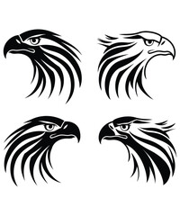 Dynamic eagle logo design illustration, Aggressive Eagle or hawk set logo silhouette vector icon