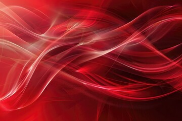 Abstract Red and White Curved Lines with Glowing Particles