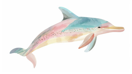 Obraz premium Colorful dolphin on white background.