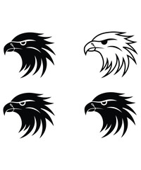 Dynamic eagle logo design illustration, Aggressive Eagle or hawk set logo silhouette vector icon