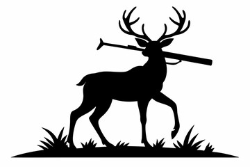 

Deer hunting silhouette, man with rifle deer hunting vector illustration, silhouette of a deer
