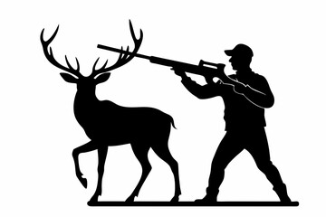 

Deer hunting silhouette, man with rifle deer hunting vector illustration, silhouette of a deer
