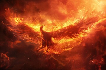 Phoenix enveloped in flames