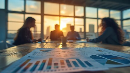 Strategic SWOT Analysis Consultation by Business Professionals in Silhouette Meeting Room Setting