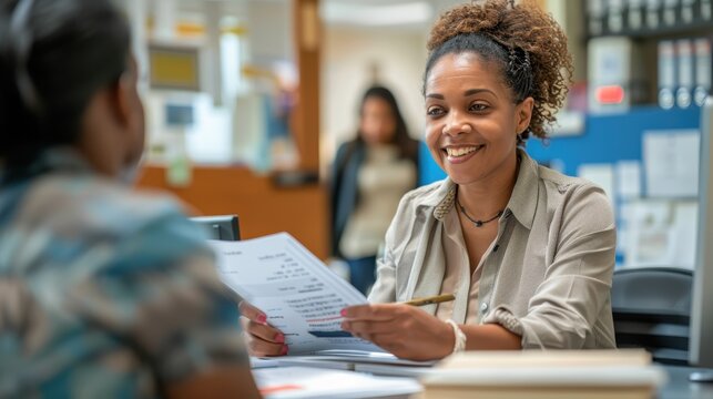 HR Supervisor Reviewing Employee Attendance Records in Office Setting