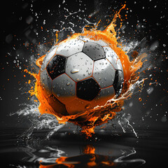 Naklejka premium Soccer ball with fire