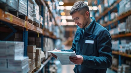 Ethereal Close-Up of Supervisor Inspecting Shipping and Receiving Records for Logistics Accuracy on Loading Dock with Blend Mode Effect
