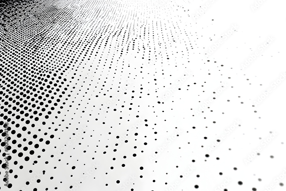 Poster a white background with small black squares arranged in an orderly pattern, creating the appearance 