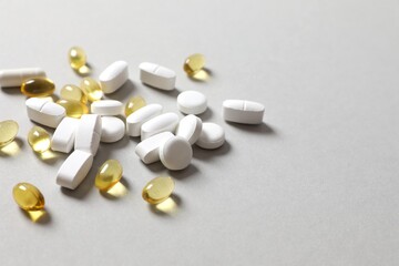 Pills on a gray background 