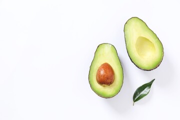 Green avocado on a white background 