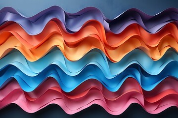 Abstract Vibrant Multicolored Wavy Paper Layers - Design for Print, Card, Poster, or Digital Art