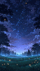 serene summer night scene