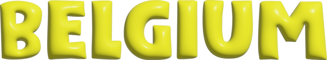 Belgium 3D Bubble text typography with transparent PNG