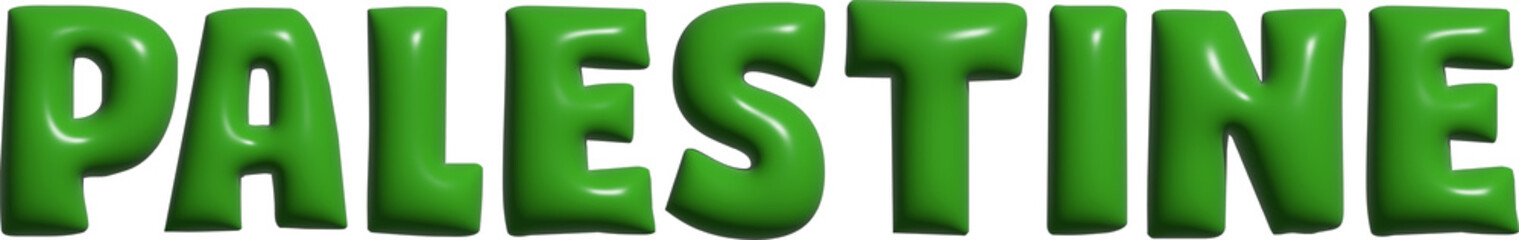 Palestine 3D Bubble text typography with transparent PNG