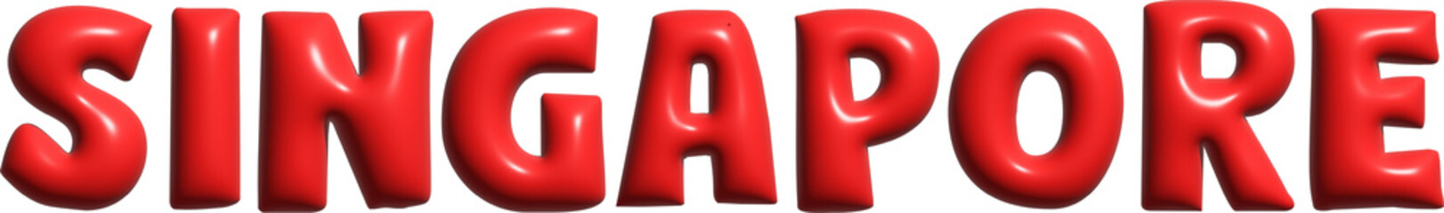 Singapore 3D Bubble text typography with transparent PNG