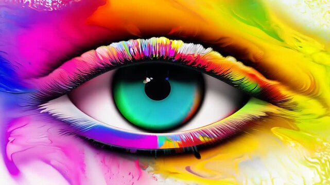 Vibrant abstract eye art with psychedelic colors