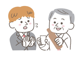 上司からの飲みハラに困る男性社員のイラスト