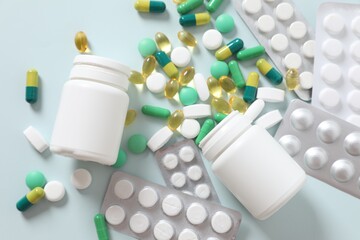 Pills on a colored background