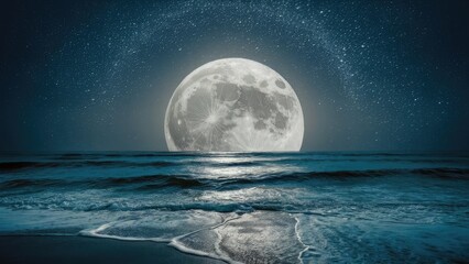 Majestic Full Moon Seascape