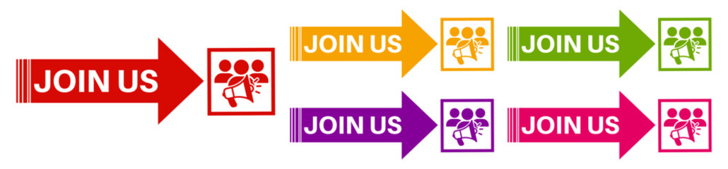 set collections join us icon labels. Hiring recruitment sign template sticker design vector illustration